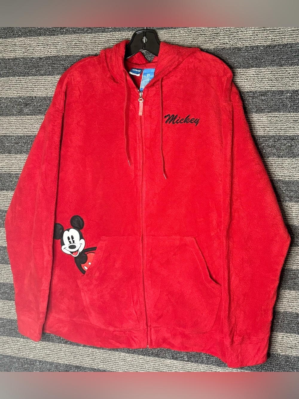 Vintage 90’s Disney Mickey Mouse Red Full-Zip Fleece Hoodie Women’s 2X EUC